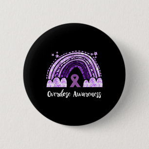 Overdose Awareness Month Rainbow Purple Ribbon Ove 6 Cm Round Badge