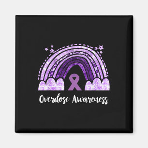 Overdose Awareness Month Rainbow Purple Ribbon Ove Magnet