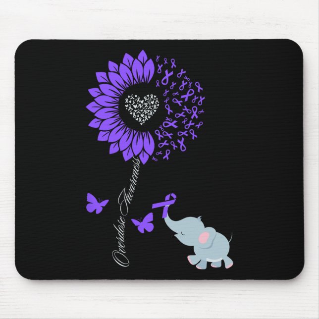 Overdose Awareness Month Sunflower Elephant Butter Mouse Pad (Front)