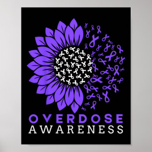 Overdose Awareness Month Sunflower Ribbon Purple Poster