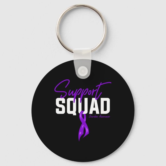 Overdose Awareness Month Support Squad Purple Ribb Key Ring (Front)