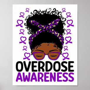 Overdose Awareness Mum Afro African American Messy Poster