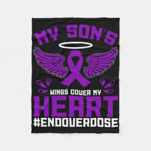 Overdose Awareness My Son's Wings Cover My Heart Fleece Blanket