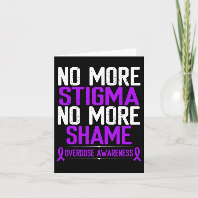 Overdose Awareness No More Stigma Shame Purple Rib Card (Front)