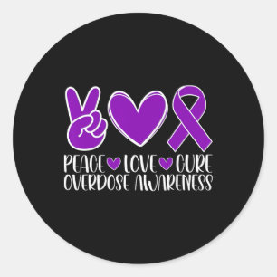 Overdose Awareness Peace Love Cure  Classic Round Sticker