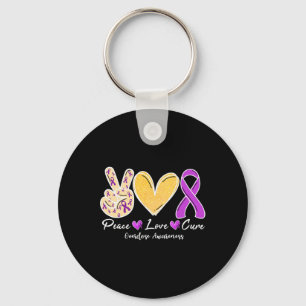 Overdose Awareness Peace Love Heart Ribbon Family  Key Ring