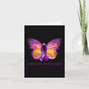 Overdose Awareness Purple Ribbon Butterfly Grief L Card