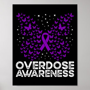Overdose Awareness Purple Ribbon Butterfly Poster