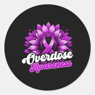 Overdose Awareness Purple Ribbon Drug Addiction 10 Classic Round Sticker