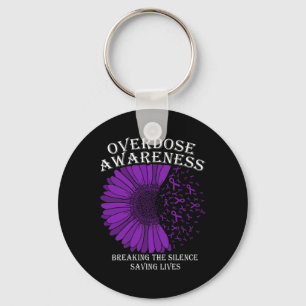Overdose Awareness Purple Ribbon Drug Addiction 10 Key Ring