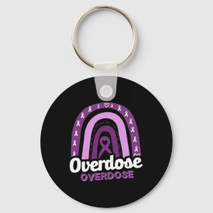 Overdose Awareness Purple Ribbon Drug Addiction 10 Key Ring