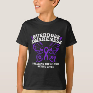 Overdose Awareness Purple Ribbon Drug Addiction 10 T-Shirt