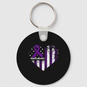 Overdose Awareness Purple Ribbon Drug Addiction 11 Key Ring