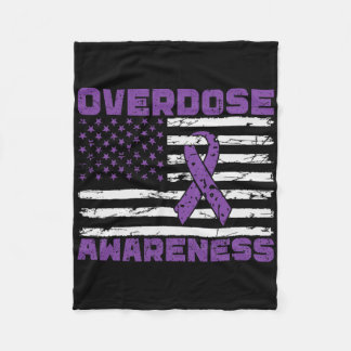 Overdose Awareness Purple Ribbon Drug Addiction 13 Fleece Blanket