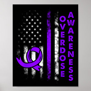Overdose Awareness Purple Ribbon Drug Addiction 16 Poster