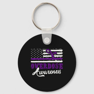 Overdose Awareness Purple Ribbon Drug Addiction 29 Key Ring