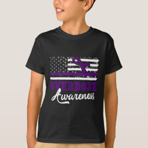 Overdose Awareness Purple Ribbon Drug Addiction 29 T-Shirt