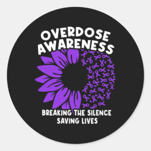 Overdose Awareness Purple Ribbon Drug Addiction 30 Classic Round Sticker