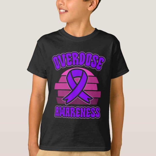 Overdose Awareness Purple Ribbon Drug Addiction 31 T-Shirt (Front)