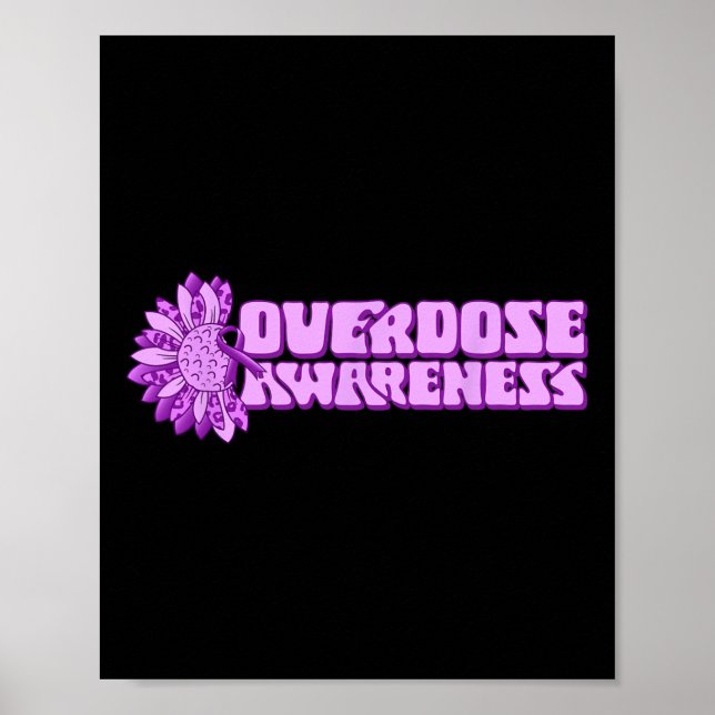 Overdose Awareness Purple Ribbon Drug Addiction 32 Poster (Front)