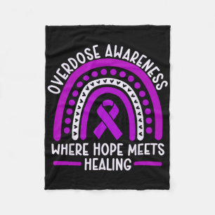 Overdose Awareness Purple Ribbon Drug Addiction 44 Fleece Blanket