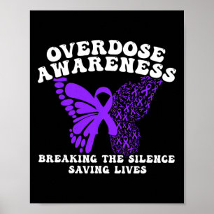 Overdose Awareness Purple Ribbon Drug Addiction 46 Poster