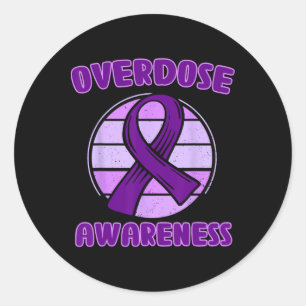 Overdose Awareness Purple Ribbon Drug Addiction 4 Classic Round Sticker