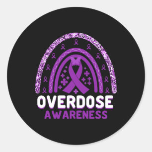 Overdose Awareness Purple Ribbon Drug Addiction 53 Classic Round Sticker
