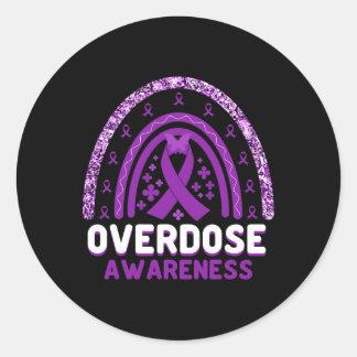 Overdose Awareness Purple Ribbon Drug Addiction 53 Classic Round Sticker