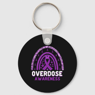 Overdose Awareness Purple Ribbon Drug Addiction 53 Key Ring