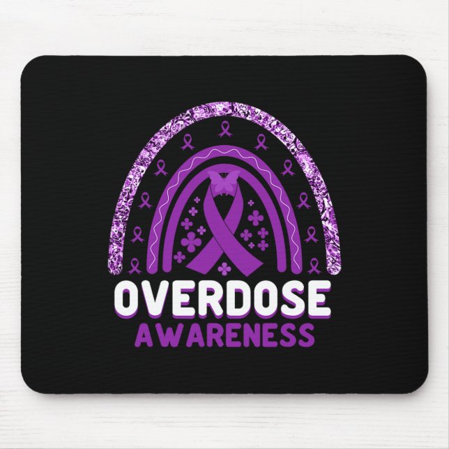 Overdose Awareness Purple Ribbon Drug Addiction 53 Mouse Pad (Front)