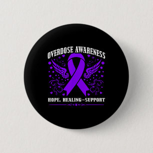 Overdose Awareness Purple Ribbon Drug Addiction 55 6 Cm Round Badge