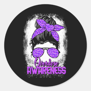 Overdose Awareness Purple Ribbon Drug Addiction 58 Classic Round Sticker