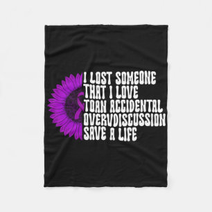 Overdose Awareness Purple Ribbon Drug Addiction 65 Fleece Blanket