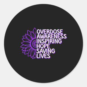 Overdose Awareness Purple Ribbon Drug Addiction 66 Classic Round Sticker