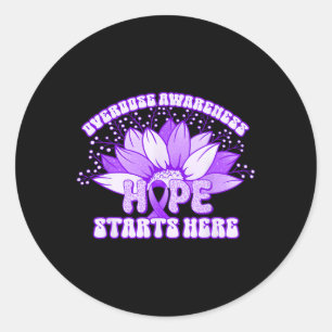 Overdose Awareness Purple Ribbon Drug Addiction 70 Classic Round Sticker