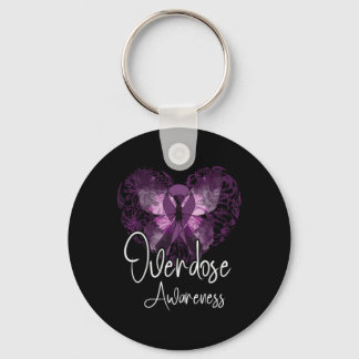 Overdose Awareness Purple Ribbon Drug Addiction Bu Key Ring