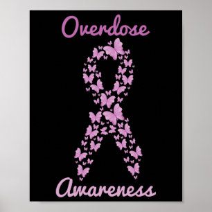 Overdose Awareness Purple Ribbon Drug Addiction Bu Poster