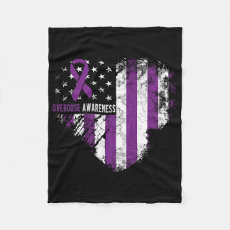Overdose Awareness Purple Ribbon Drug Addiction  Fleece Blanket