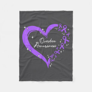 Overdose Awareness Purple Ribbon Drug Addiction He Fleece Blanket