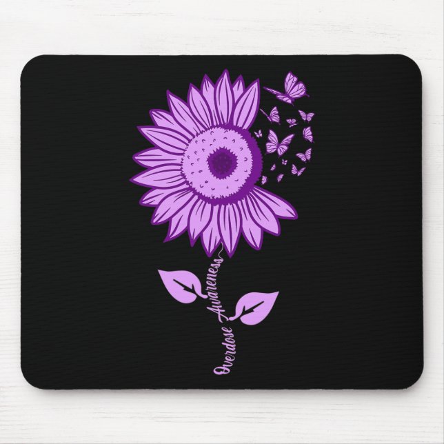 Overdose Awareness  Purple Ribbon Drug Addiction N Mouse Pad (Front)