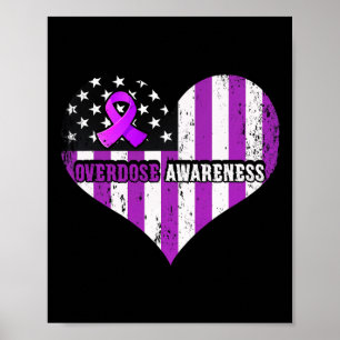 Overdose Awareness Purple Ribbon Drug Addiction Poster