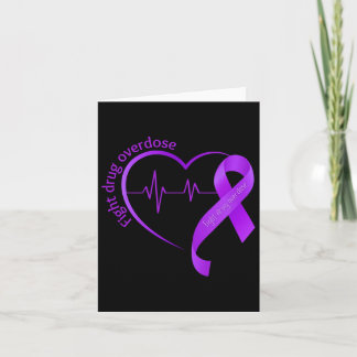 Overdose Awareness Purple Ribbon Drug Addiction Re Card