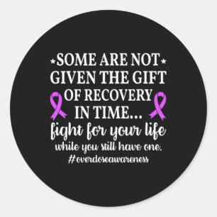 Overdose Awareness Purple Ribbon Drug Addiction Re Classic Round Sticker
