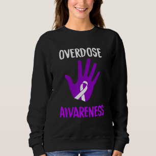 Overdose Awareness Purple Ribbon Drug Addiction Re Sweatshirt