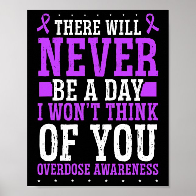 Overdose Awareness Purple Ribbon Think of you Drug Poster (Front)