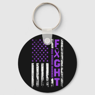 Overdose Awareness Purple Ribbon Usa Flag Drug Key Ring