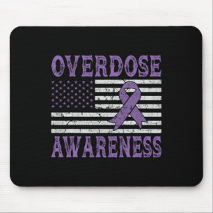 Overdose Awareness Ribbon Drug Addiction American Mouse Pad