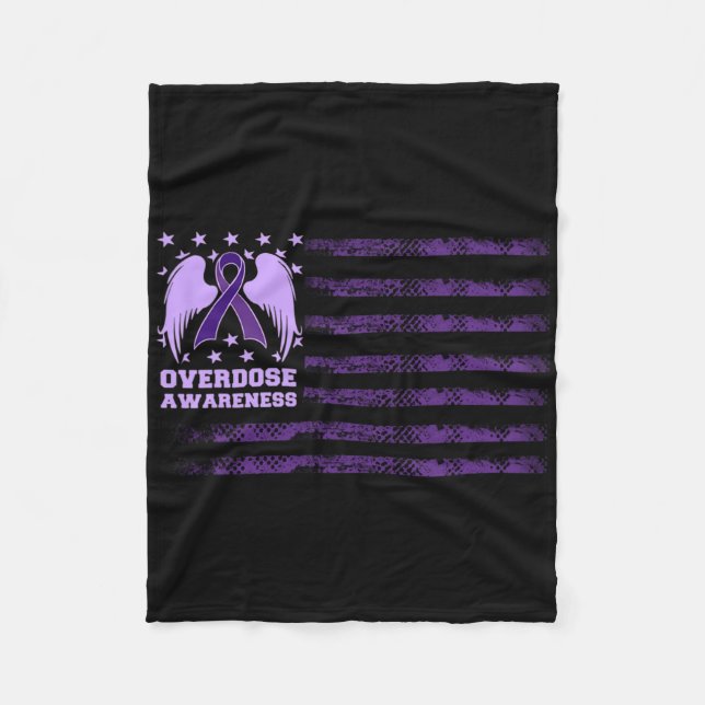 Overdose Awareness Ribbon Flag 1  Fleece Blanket (Front)