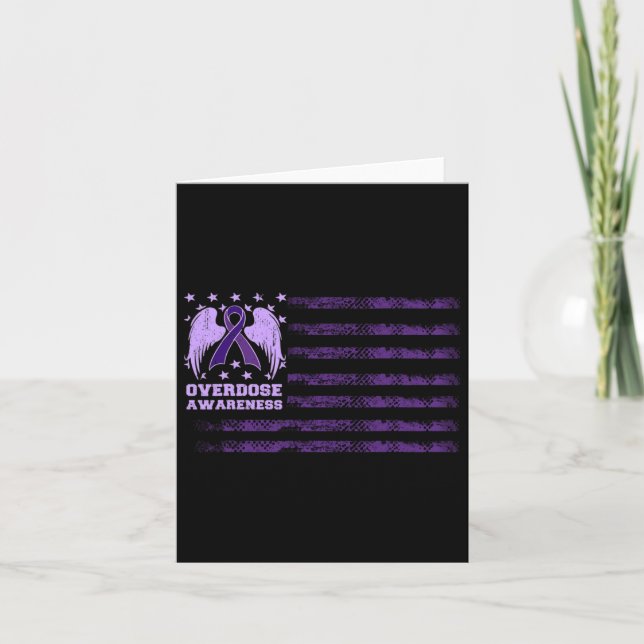 Overdose Awareness Ribbon Flag Vintage  Card (Front)